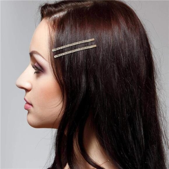 20 Pieces Rhinestone Bobby Pins Crystal Hair Clips Gold and Silver Diamond - Picture 6 of 8